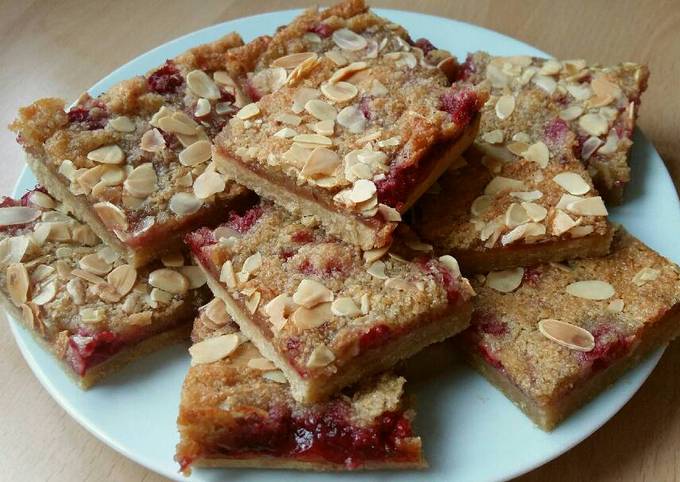 Vickys Raspberry Bakewell Tart Traybake, GF DF EF SF