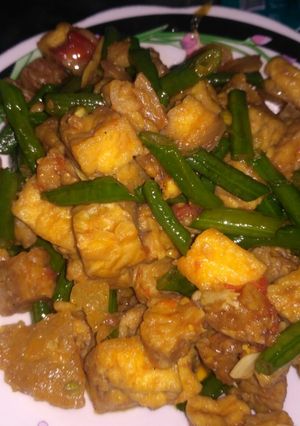 Foto resep Tumis kacang panjang tahu tempe.,., #Terasi