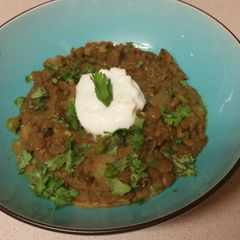 A picture of Coconut curry lentils and potatoes.