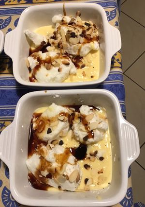 Une photo de Îles flottantes aux amandes et caramel
