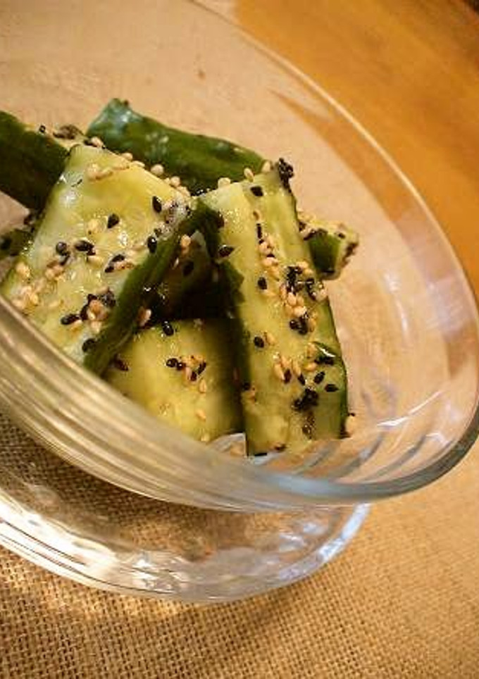 A picture of Cucumber Namul (Korean-style Salad).