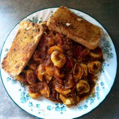 A picture of My Homemade Spaghetti Sauce w/ Tortellini.