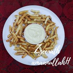 A picture of Homemade French Fries with Garlic Sauce.