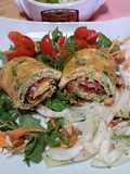 Rotolo di uova con rucola,farcito con bresaola e parmigiano