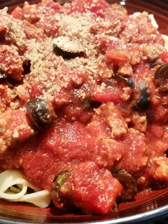 A picture of Super thick homemade spaghetti sauce.