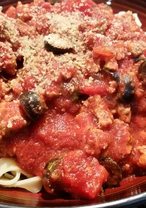 A picture of Super thick homemade spaghetti sauce.