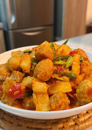Foto resep Balado telur puyuh kentang+tempe