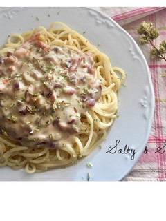 Una foto de Spaghetti a la carbonara con roquefort