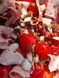 Ensalada de lenteja, jamón y tomate