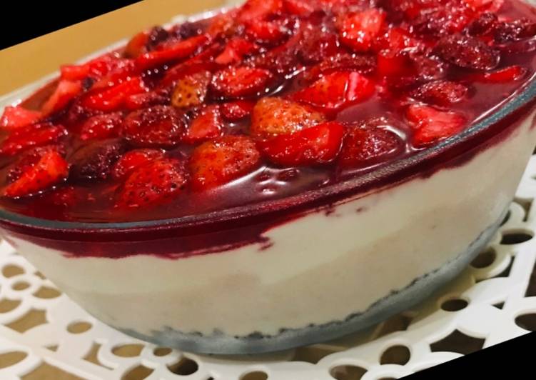 Recipe of Any-night-of-the-week Whosayna’s Vanilla Mocha Mousse topped with Strawberry Sauce