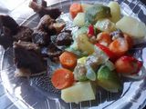 Vegetales salteados con carne de res