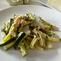 Zucchini Salad with Pecorino, Basil and Almonds A picture of Zucchini Salad with Pecorino, Basil and Almonds.