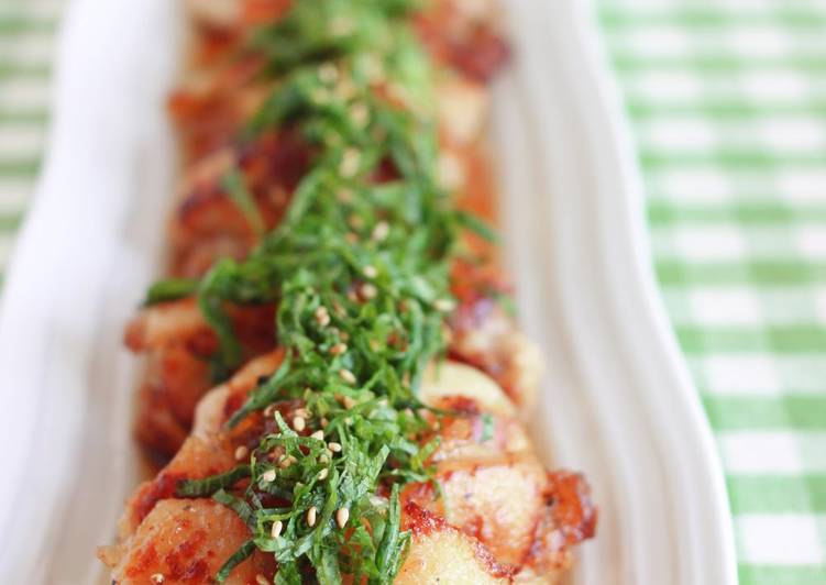 Sweet and Savory Chicken Thighs with Shiso Leaves