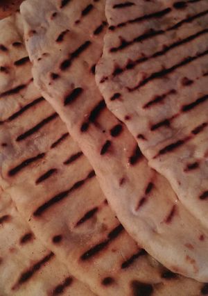 A picture of Yeast free garlic naan bread.