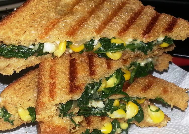 Simple Way to Make Perfect Spinach and corn sandwich