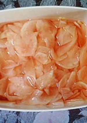 A picture of How to Make Nice Pink Sweet and Sour Pickled Ginger.