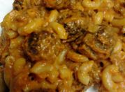 A picture of beef meatballs pasta