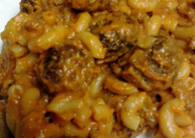 Recipe of Homemade macaroni meatballs and meat and cheese sauce
