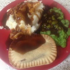 Steak Pie, Mash Potatoes, Peas & Thick Gravy. Yummy and Easy! 😀😊 A picture of Steak Pie, Mash Potatoes, Peas & Thick Gravy. Yummy and Easy! 😀😊.