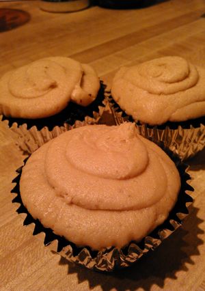 A picture of Chocolate peanut butter cupcakes.