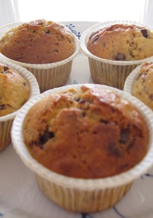 A picture of Easy Moist and Satisfying Chocolate Banana Muffins.
