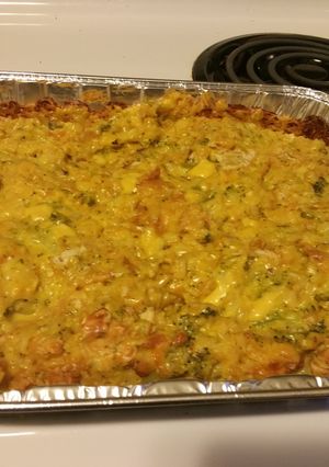 A picture of Better than Cheddars broccoli casserole.