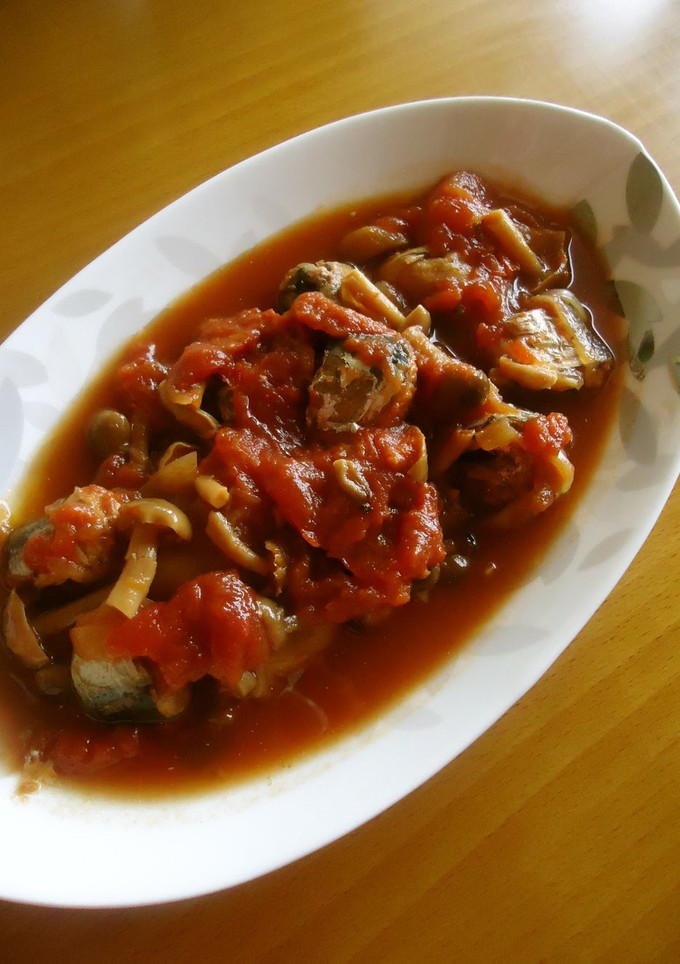 A picture of Red Sardines Simmered with Tomatoes.