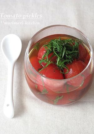 A picture of Umeboshi-Flavored Pickled Tomatoes.