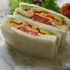 A picture of Extravagant Caprese, Shrimp, and Avocado Sandwich.