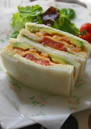 A picture of Extravagant Caprese, Shrimp, and Avocado Sandwich.