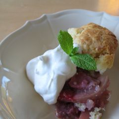 A picture of Peach, Berry and Pear Cobbler.
