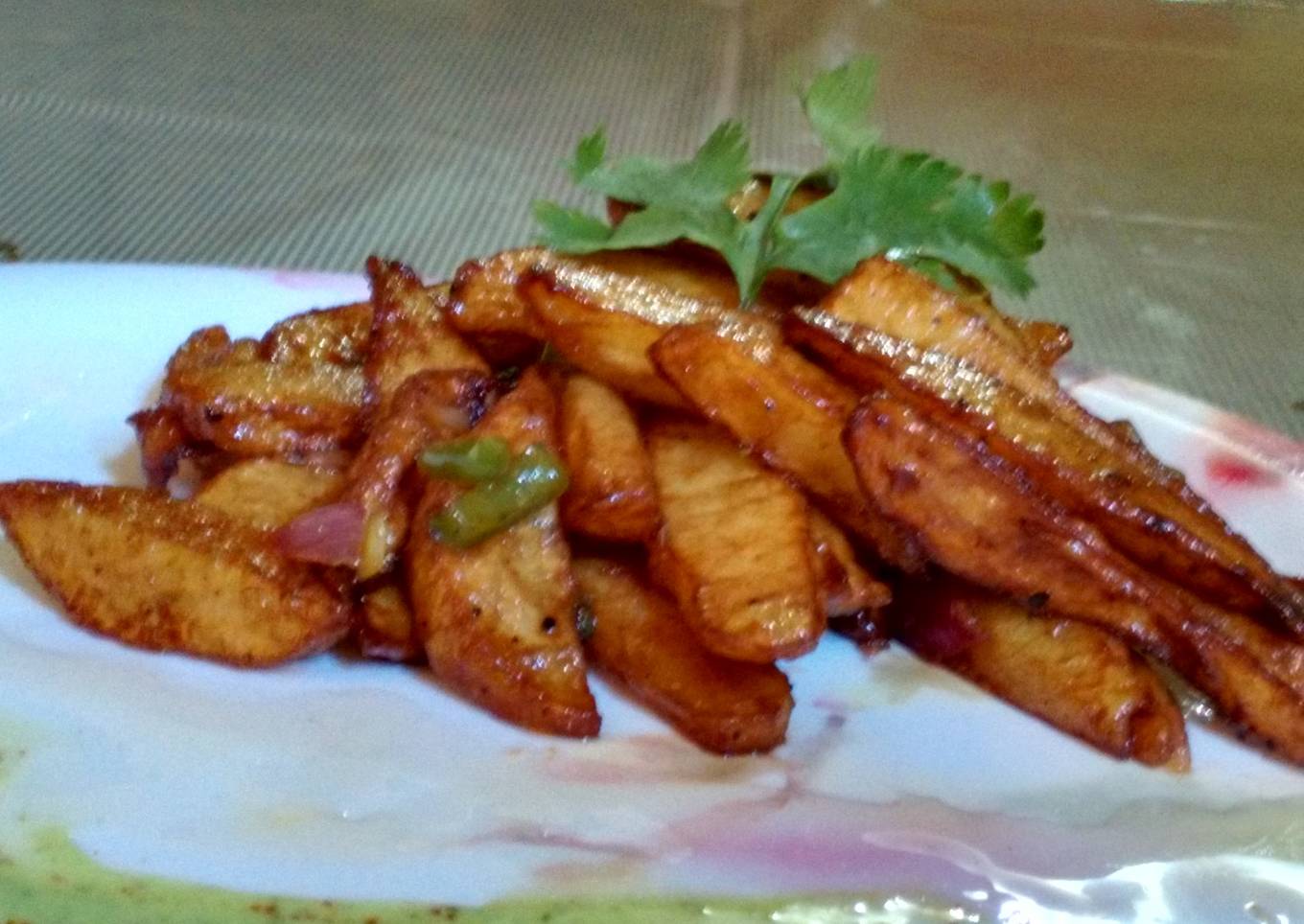 Potatoes with chili and honey