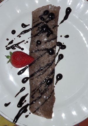 A picture of Chocolate strawberry dosa.