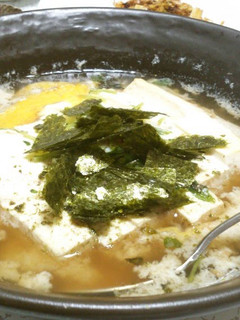 A picture of Quick and Easy Tofu and Egg Simmered in Dashi Soy Sauce.