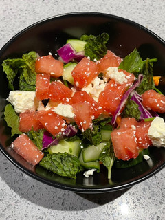 A picture of Watermelon, walnut and feta salad.