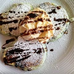 A picture of Mint Chocolate Chip Pancakes.