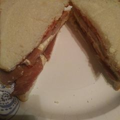 Leftover New Years Day Ham and Tomato Triple A picture of Leftover New Years Day Ham and Tomato Triple.