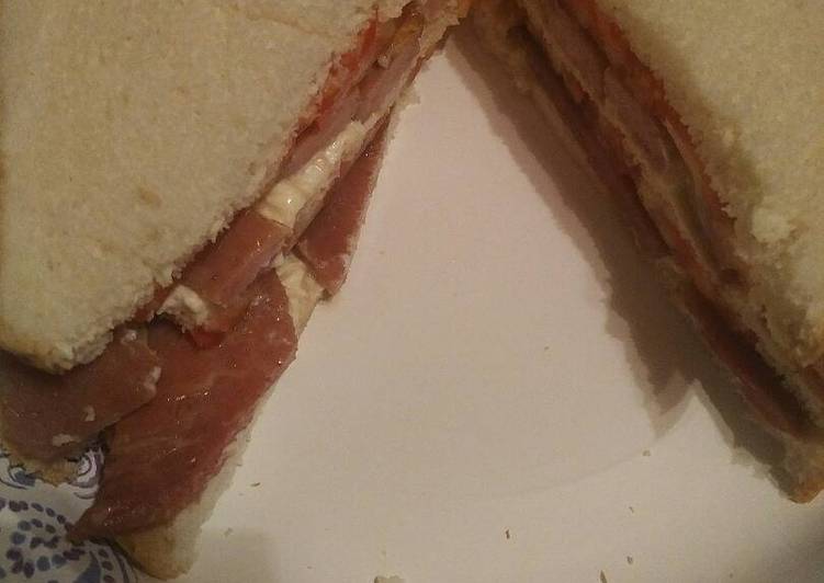 Recipe: Delicious Leftover New Years Day Ham and Tomato Triple