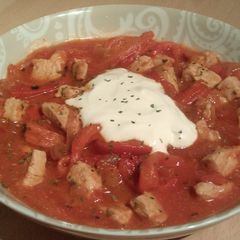 A picture of Vickys Roasted Pepper & Pork Goulash, GF DF EF SF NF.