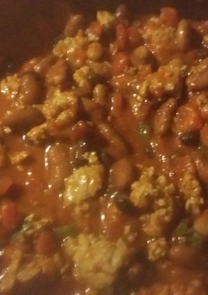 A picture of Simple Turkey Chili in the Crock Pot.