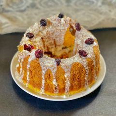 A picture of Orange Bundt Cake- my first dish of 2026!.