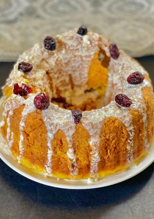 A picture of Orange Bundt Cake- my first dish of 2026!.