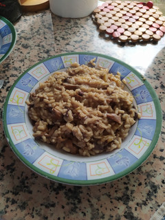 Una foto de Risotto de setas y manzana