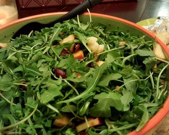 The New Way Making Recipe Arugula salad with candied almondswalnutsdates and apple Yummy