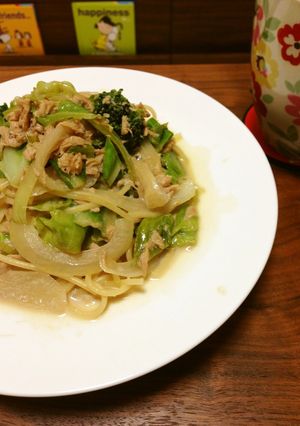 A picture of Spring Cabbage & Tuna Soy Milk Pasta.