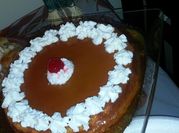 A picture of creamy flan