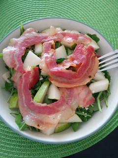 A picture of Pear, Arugula, and Pancetta Salad.