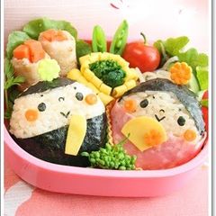 A picture of Simple Round Hina Doll Onigiri for Japanese Doll Festival.