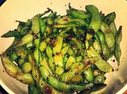 A picture of spicy garlic edamame