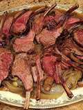 Rack of Lamb On Onions & Mushrooms with White Wine & Lamb Stock Sauce